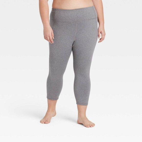 All in Motion Women's Plus Size Simplicity Mid-Rise Capri Leggings 20" Gray 4X - Picture 1 of 3